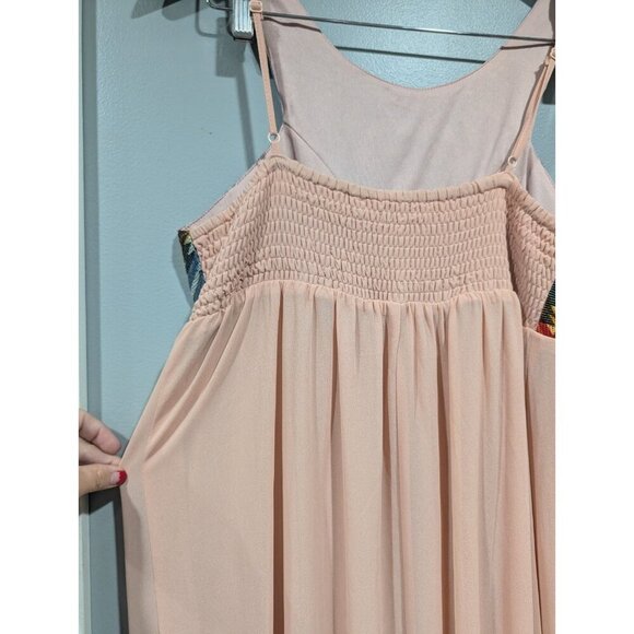 Flying Tomato Maxi Dress Peach Chiffon Embroidered Aztec Strapless Top Sz L - Picture 15 of 16